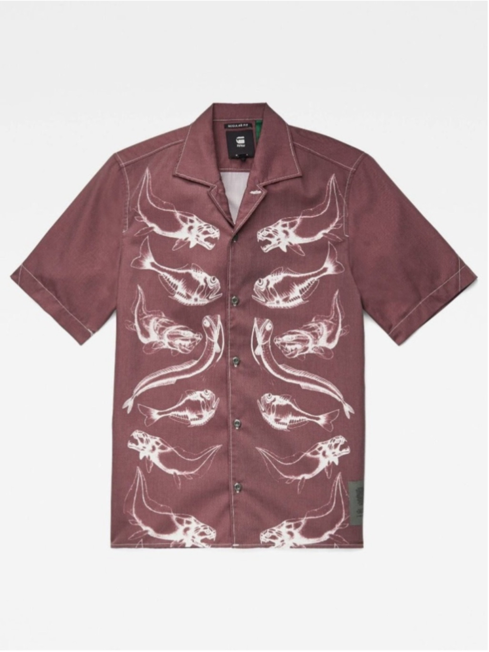 G-STAR RAW Hawaiian Service Short Sleeve Button Up Shirt in Ox Blood Size XS